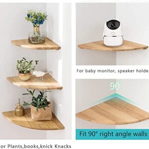 Corner Shelf, 7inch Solid Oak Wood Floating Corner Shelf Wall Mount Round End Floating Speaker Shelf Display Shelf for Small Plant Photo Frame,Storage for Bedroom Kitchen,Living Room,Office