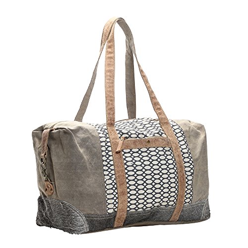 Myra Bag Honey Bee Cowhide & Upcycled Canvas Travel Bag S-1158