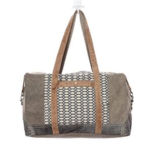 Myra Bag Honey Bee Cowhide & Upcycled Canvas Travel Bag S-1158