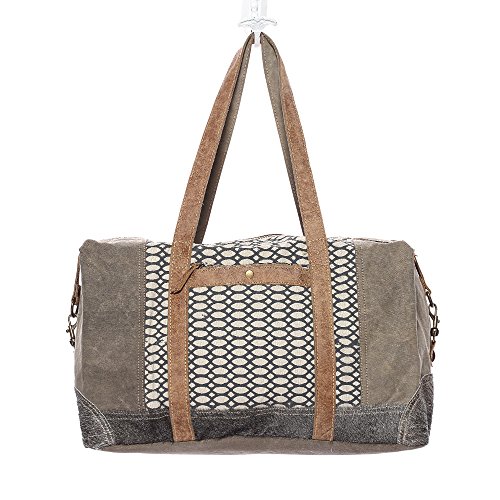 Myra Bag Honey Bee Cowhide & Upcycled Canvas Travel Bag S-1158