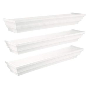 pemberly row traditional madison wall shelves set of 3 white engineered wood