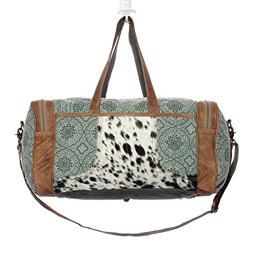 Myra Bag Floral Cowhide & Upcycled Canvas Travel Bag S-1160