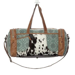 Myra Bag Floral Cowhide & Upcycled Canvas Travel Bag S-1160