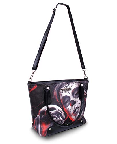 Liquorbrand Eternal Shoulder Tote Bag and Coin Purse Handbag & Zipper Pouch | Sugar Skull Dia De Los Muertos Dark Gothic Design