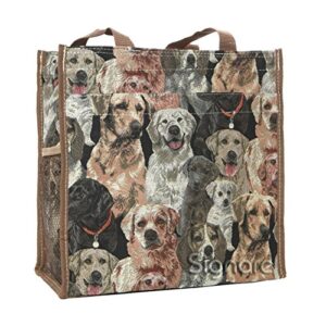 signare tapestry shoulder bag shopping bag for women with labrador design (shop-lab)