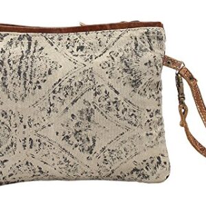 Myra Bag Floral Upcycled Canvas Wristlet Bag S-1019, Brown, Small