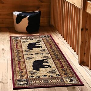 universal rugs black bear pattern brown runner, 2.7′ x 10