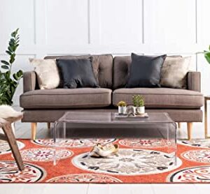 Unique Loom Modern Collection Floral, Geometric, Abstract, Bright Colors, Indoor and Outdoor Area Rug, 5 ft x 8 ft, Terracotta/Beige