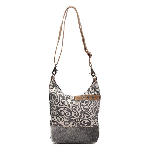 Myra Bag Floral Cowhide & Upcycled Canvas Shoulder Bag S-1126