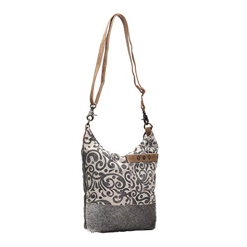 Myra Bag Floral Cowhide & Upcycled Canvas Shoulder Bag S-1126