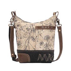 myra bag solidaster upcycled canvas & leather shoulder bag s-1525