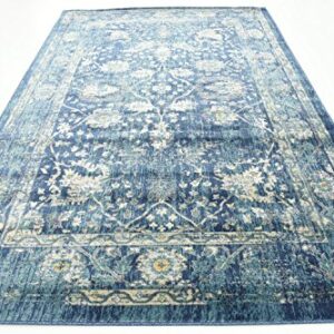 Unique Loom Oslo Collection Traditional Botanical Navy Blue Area Rug (6' x 9')