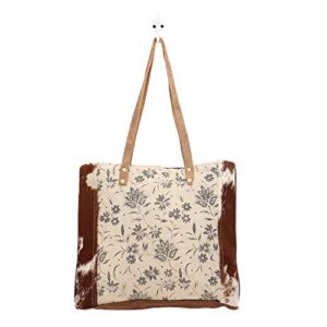 Myra Bag Sunburned Upcycled Canvas & Cowhide Tote Bag S-1468