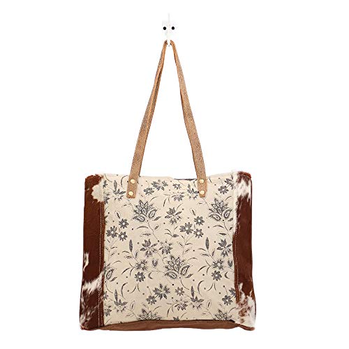 Myra Bag Sunburned Upcycled Canvas & Cowhide Tote Bag S-1468