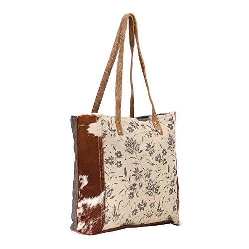 Myra Bag Sunburned Upcycled Canvas & Cowhide Tote Bag S-1468