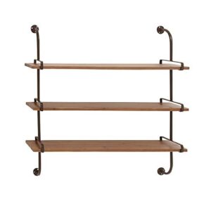 Deco 79 Wood Wall Shelf with Metal Brackets, 38" x 9" x 38", Brown