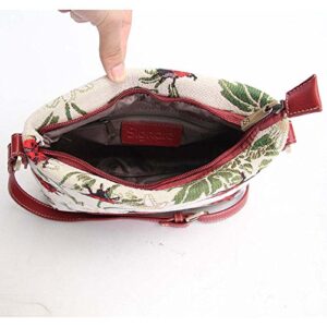 Signare Tapestry Crossbody Purse Small Shoulder Bag for Women with Red Ladybug and Daisy Design (XB02-LDBD)