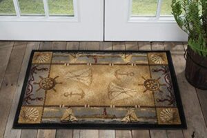 seashore nautical novelty lodge pattern beige scatter mat rug, 2′ x 3′