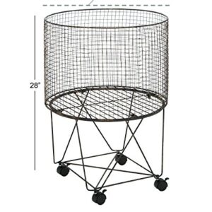 Deco 79 Metal Cylinder Storage Cart with Wheels, 20" x 20" x 28", Bronze