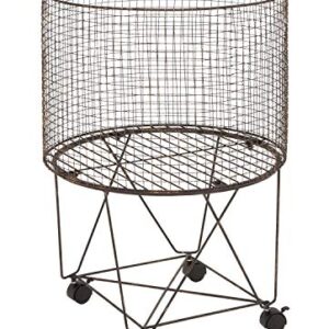 Deco 79 Metal Cylinder Storage Cart with Wheels, 20" x 20" x 28", Bronze