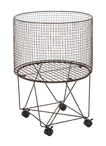 Deco 79 Metal Cylinder Storage Cart with Wheels, 20" x 20" x 28", Bronze