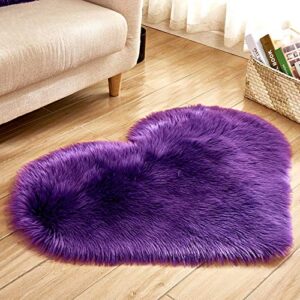 picturesque fluffy faux area rug heart shaped plush rug fluffy carpet for living room bedroom sofa floor, 15.7″ x 19.7″