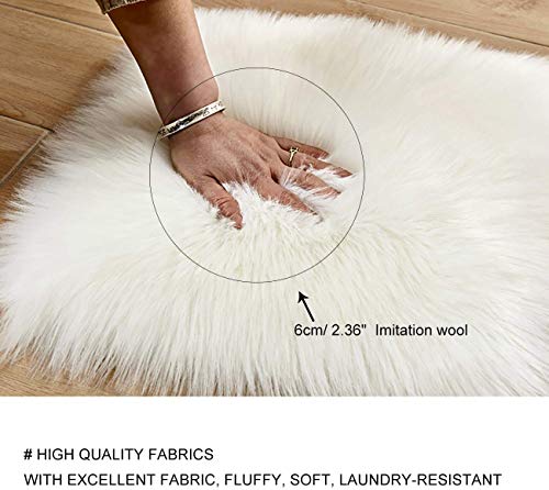 PICTURESQUE Fluffy Faux Area Rug Heart Shaped Plush Rug Fluffy Carpet for Living Room Bedroom Sofa Floor, 15.7" x 19.7"