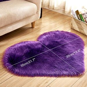 PICTURESQUE Fluffy Faux Area Rug Heart Shaped Plush Rug Fluffy Carpet for Living Room Bedroom Sofa Floor, 15.7" x 19.7"