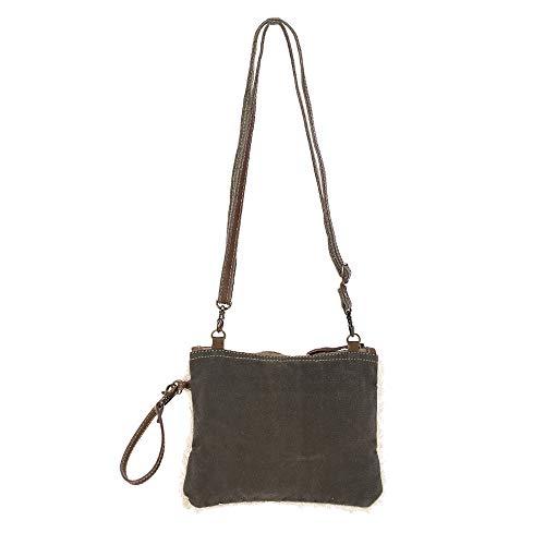 Myra Bag Dual Strap Cowhide & Upcycled Canvas Small Bag S-1150