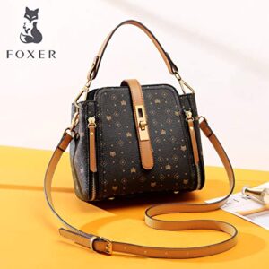 FOXER Faux PVC Leather Small Crossbody Purse for Women Fashion Signature Lady Monogram Purses and Handbags Girl Bag with Adjustable Shoulder Strap