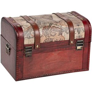 Juvale Set of 3 Wooden Storage Chest & Vintage Trunks, Victorian Map Print (Large, Medium & Small)