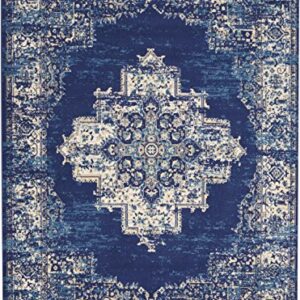 Nourison Grafix Navy Blue 5'3" x 7'3" Persian Area -Rug, Modern, Easy -Cleaning, Non Shedding, Bed Room, Living Room, Dining Room, Kitchen (5x7)