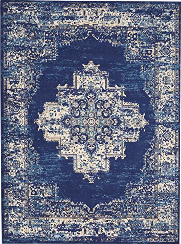 Nourison Grafix Navy Blue 5'3" x 7'3" Persian Area -Rug, Modern, Easy -Cleaning, Non Shedding, Bed Room, Living Room, Dining Room, Kitchen (5x7)