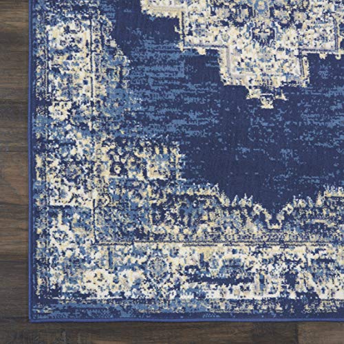 Nourison Grafix Navy Blue 5'3" x 7'3" Persian Area -Rug, Modern, Easy -Cleaning, Non Shedding, Bed Room, Living Room, Dining Room, Kitchen (5x7)