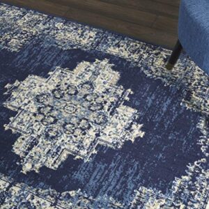 Nourison Grafix Navy Blue 5'3" x 7'3" Persian Area -Rug, Modern, Easy -Cleaning, Non Shedding, Bed Room, Living Room, Dining Room, Kitchen (5x7)