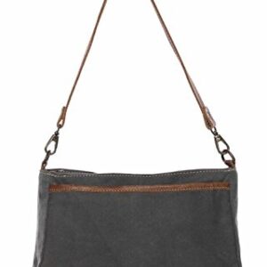 Myra Bag Dual Strap Cowhide & Upcycled Canvas Bag S-1149, Brown, One Size