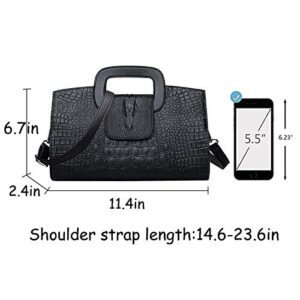 Goodbag Vintage Flap Tote Top Handle Satchel Handbags Crocodile Pattern PU Leather Clutch Purse Shoulder Bag for Ladies