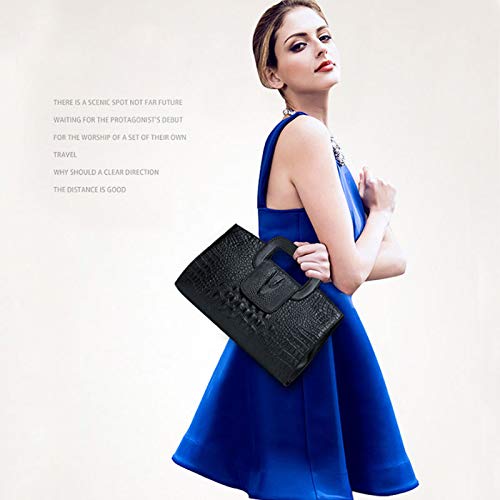 Goodbag Vintage Flap Tote Top Handle Satchel Handbags Crocodile Pattern PU Leather Clutch Purse Shoulder Bag for Ladies