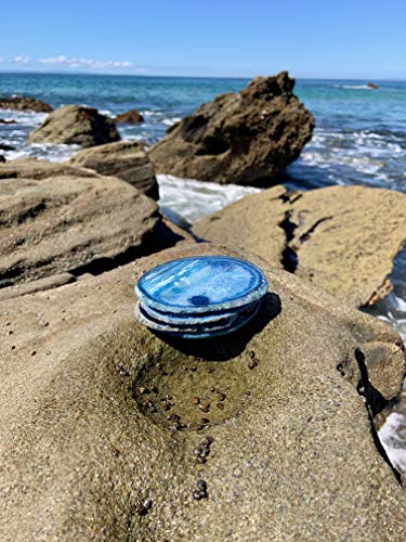 Agate Coasters set of 4 - Blue Colored Agate Coasters - Natural Rim - Bumpers