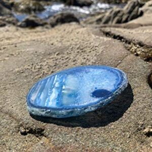 Agate Coasters set of 4 - Blue Colored Agate Coasters - Natural Rim - Bumpers