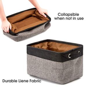 EZOWare Set of 3 Large Canvas Fabric Tweed Storage Organizer Cube Set W/Handles for Nursery Kids Toddlers Home and Office - 15 L x 10.5 W x 9.4 H -Black/Gray