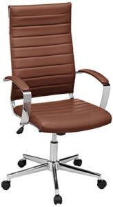 amazon basics high-back executive swivel office desk chair with ribbed puresoft upholstery – brick red, lumbar support, modern style