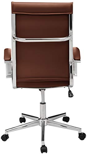 Amazon Basics High-Back Executive Swivel Office Desk Chair with Ribbed Puresoft Upholstery - Brick Red, Lumbar Support, Modern Style