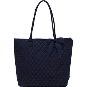 navy solid color ngil quilted tote bag