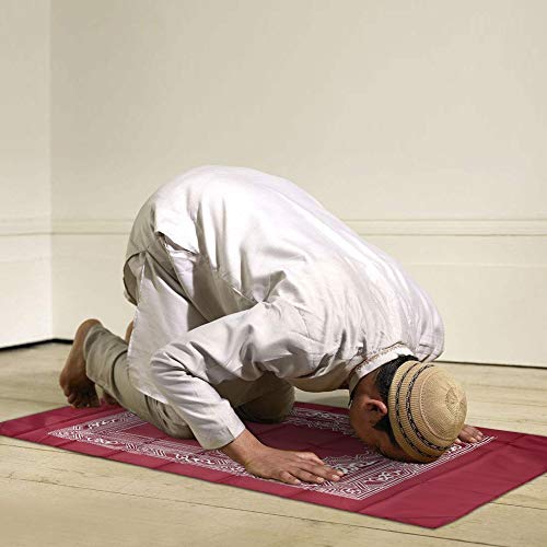 Hitopin Travel Prayer Mat, 60cm*100cm Praying Rug, Portable Polyester Prayer Rug with Compass, Islamic Waterproof Prayer Mat, Musilm Prayer Mat, for Ramadan Gifts, Islamic Prayer (Red)