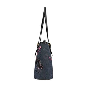 InterestPrint Japanese Cherry Cherry Blossm Blossom Tree Fashion Women's PU Leather HandBags Ladies Shoulder Bags Tote Bags