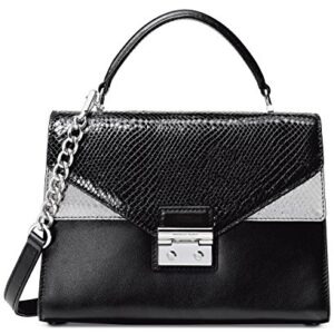 MICHAEL Michael Kors Sloan Embossed Leather Top Handle Satchel, Black Pewter