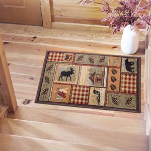 homespun cabin novelty lodge pattern multi-color scatter mat rug, 2′ x 3′