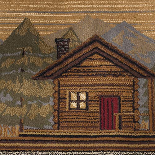 Homespun Cabin Novelty Lodge Pattern Multi-Color Scatter Mat Rug, 2' x 3'
