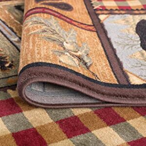 Homespun Cabin Novelty Lodge Pattern Multi-Color Scatter Mat Rug, 2' x 3'